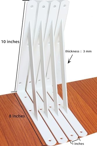 2 Pack L10 x H 8" White Heavy Duty Shelf Brackets - Image 2