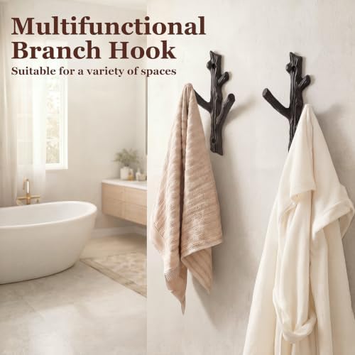 Frienda 4 Pcs Rustic Tree Branch Decorative Hooks, 6.6" X 3.5 " - Image 5