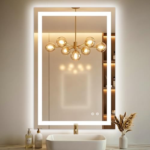 36x24 LED Bathroom Mirror with Lights, Lighted Vanity Mirror by TRAHOME