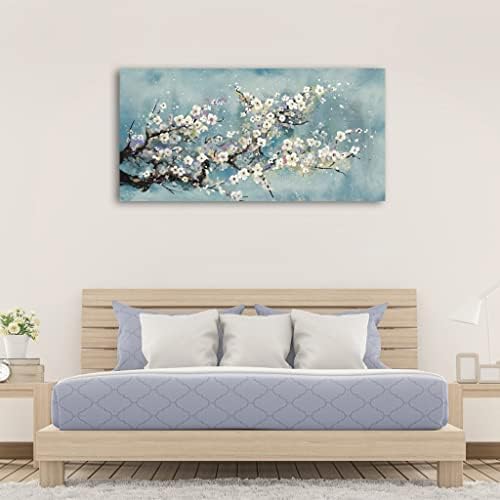 Flowers Wall Art Plum Blossom Canvas Art Botanical Floral Canvas Pictures Grey - Image 4