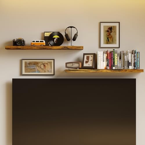 BAMEOS Floating Shelves, 40 in W x 7in D Wall Mounted Wooden Shelves - Image 2