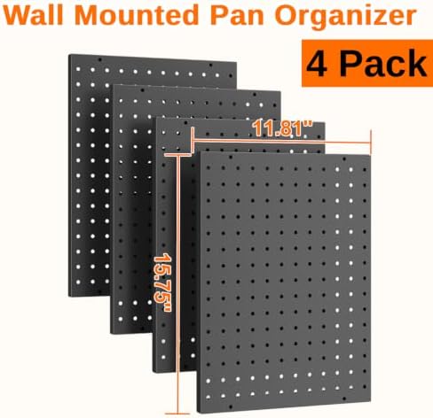 Hencawima Wall Mounted Peg board, 4 Pack Pot and Pan Organizer - Image 2