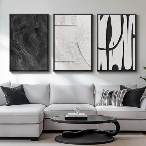 3D Large Framed Black and White Abstract Wall Art - Image 2