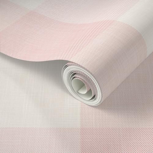 Spoonflower Pink Plaid Faux Peel and Stick Wallpaper - Image 2