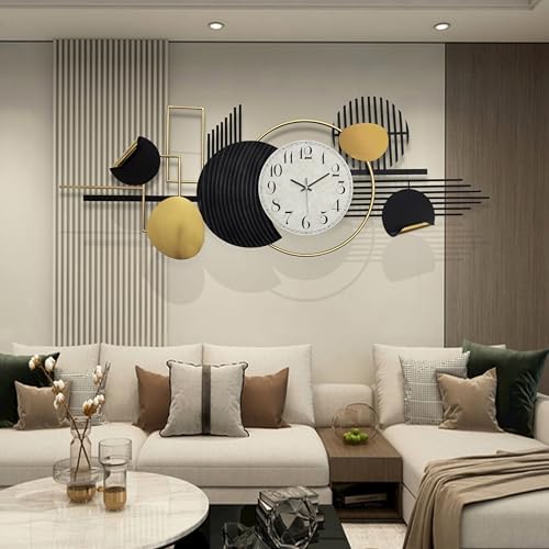 ERMOFAV Metal Wall Art, Abstract Modern Creative Geometric Round Art Decor 57" - Image 3