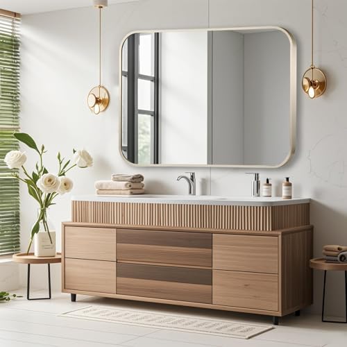 16x24 Inch Brushed Nickel Bathroom Mirror, Framed Rectangle Mirror - Image 6