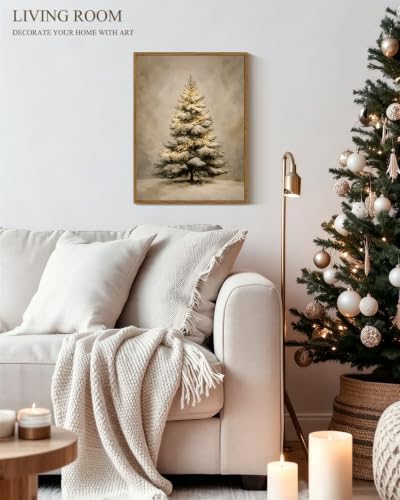 VIYYIEA Framed Winter Christmas Canvas Wall Art, Glowing Christmas Tree - Image 5