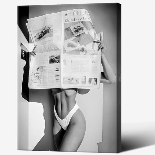 Sexy Glamorous Newspaper Reader Poster Feminist Hot Girls Canvas Wall Art Retro by Unknown