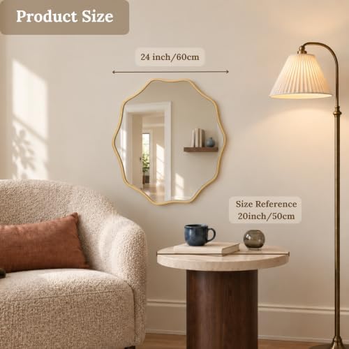 PERFNIQUE Gold Scalloped Mirror, Decorative Modern Wall Decor - Image 3