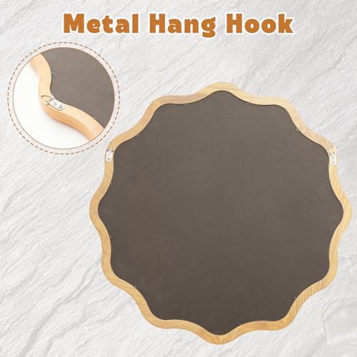 Vercraft 24" Scalloped Wood Wall Mirror, Boho Wall Decor - Image 6