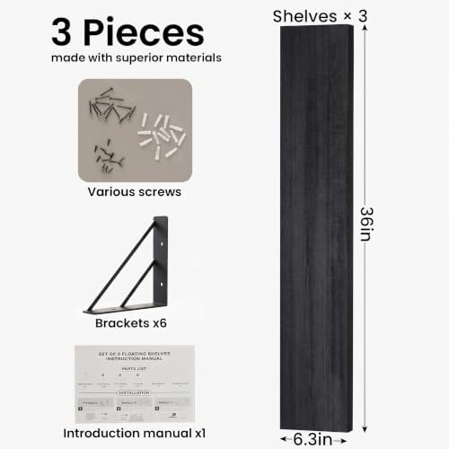 BAYKA 36 Inch Long Wall Mounted Floating Shelves - Image 2