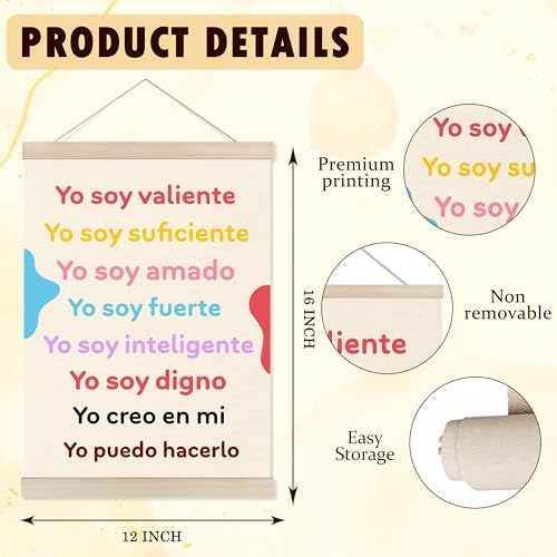 Welshower Boho Spanish Classroom Poster Hanger Frame, Yo Soy Valiente - Image 6