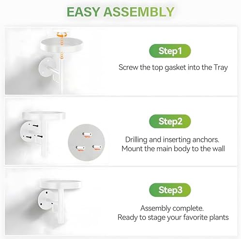 DELLAN Wall Plant Holder, 3 Pack Metal Stand, All White - Image 6