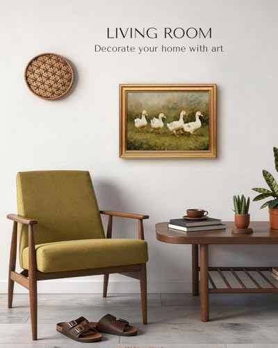 VIYYIEA Vintage White Ducks Oil Painting Wall Art, 12X16 Inch - Image 3
