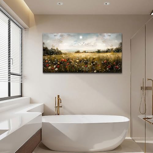 Wapluam Wall Decor For Living Room Canvas Wall Art For Bedroom Wildflower Field - Image 4