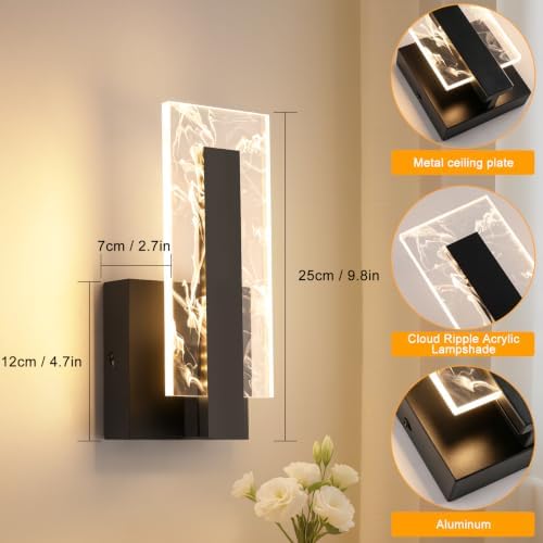 LED Wall Sconces Set of Two, Hardwire Modern Wall Sconces, 3000K Warm White - Image 2