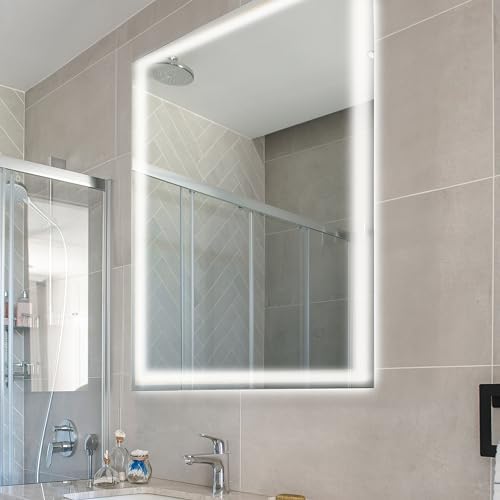 JONATHAN Y Pax LED Bathroom Vanity Mirror 32" x 36" Front Backlit by JONATHANY