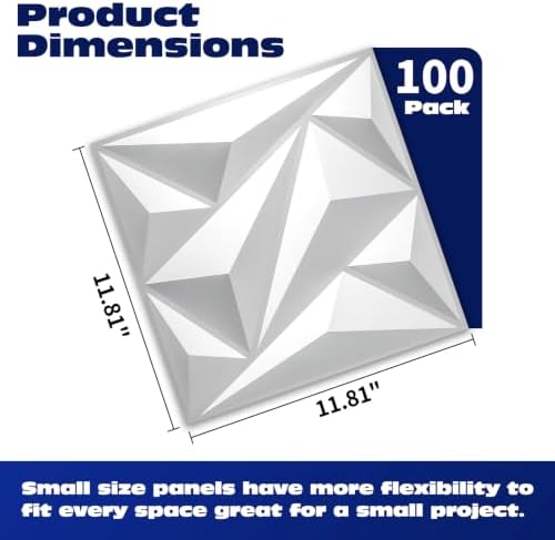 Art3dwallpanels 100 Pack 3D Wall Panels Diamond - Image 2