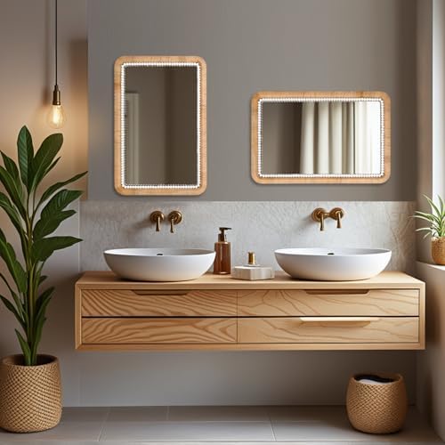 FUIN 30x20 Inch Rattan Wall Mirror - Image 3