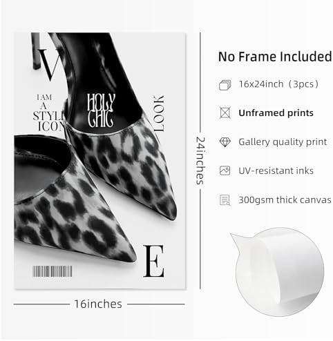 Black Leopard Wall Art Y2k Cheetah Canvas Wall Decor Fashion Trendy Posters - Image 2