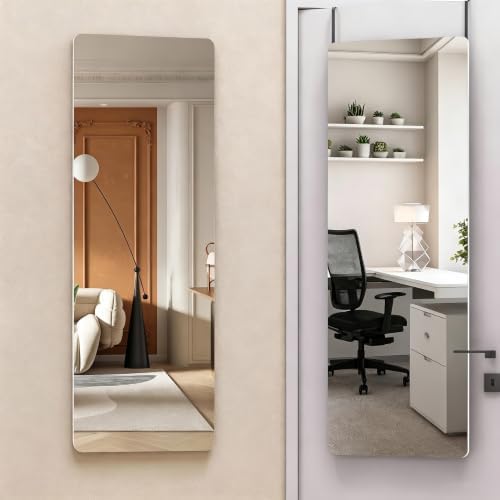 47" x 16" Full Length Body Mirror Wall Mounted, Over The Door Hanging Mirror by LOOBMBNS