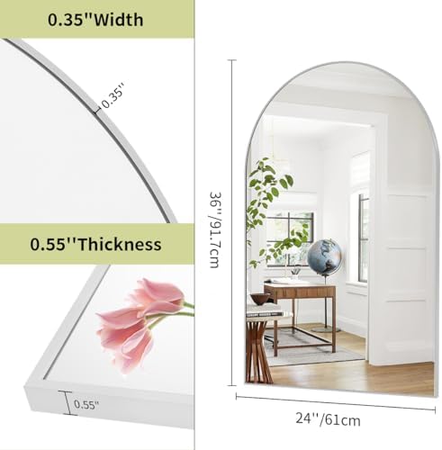 BEAUTYPEAK 24"x36" Arch Bathroom Wall Mirror - Image 5