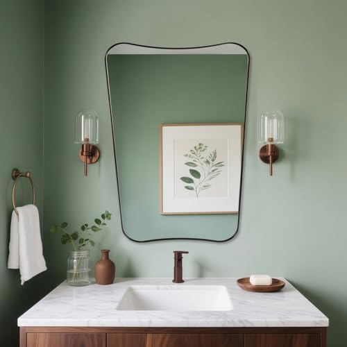 ANDY STAR Brushed Bronze Asymmetrical Mirror, Antique Butterfly-Inspired - Image 3