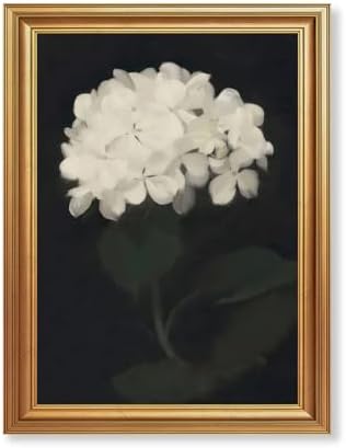 EJPFOGV White Hydrangea Framed Canvas wall art Black Background 12x16 inch by FramedCanvasWallArt