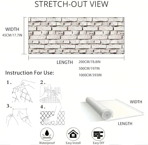 tiltil Brick Peel and Stick Wallpaper Faux Brick Wallpaper 17.7" × 197" - Image 3