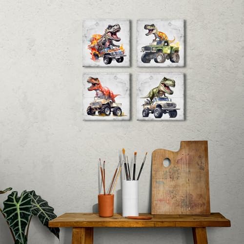 Retro Dinosaur Wall Art Funny Dinosaur Room Decor - Image 3