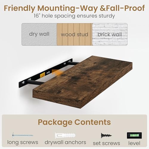 Fun Memories 48 Inch Floating Shelves, 9.3 Inch Deep Wall Shelves - Image 6