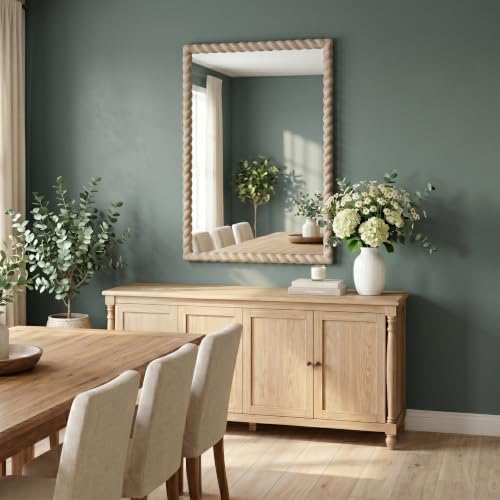 36"x24" Rectangular Solid Wood Farmhouse Decorative Wall Mirror - Image 6