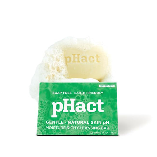 ANDREW LESSMAN pHact Moisture-Rich, Soap-Free Cleansing Bar Hint of Mint. Natural Skin pH. All Skin Types - Even Sensitive Skin. Hypoallergenic. Dermatologist Tested. 3 Pack 4.25 oz each