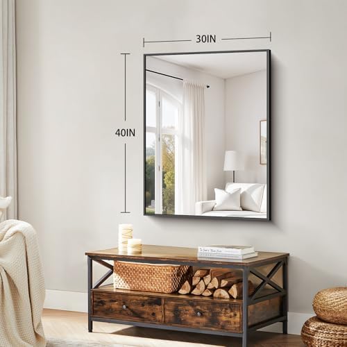 Koonmi Black Bathroom Mirror for Over Sink, Metal Framed 30"x40" Wall Mirror - Image 6