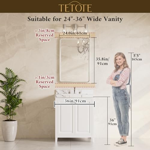 TETOTE Brushed Nickel Bathroom Mirror - Image 2