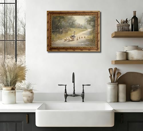3D Textured Canvas Wall Art Vintage Carved Gold Frame Duck - Image 5