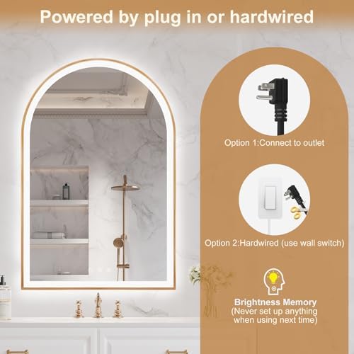 24"x36" Arched LED Lighted Bathroom Mirror - Image 5