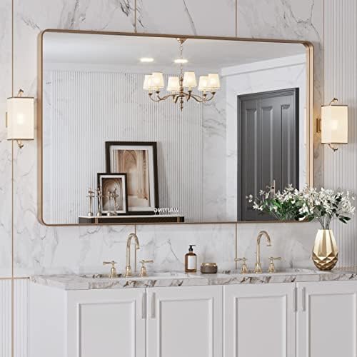 LOAAO 48"X30" Gold Bathroom Mirror - Image 4