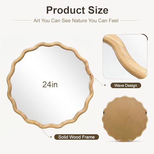 FICTOR Round Wood Wall Mirror - Image 2