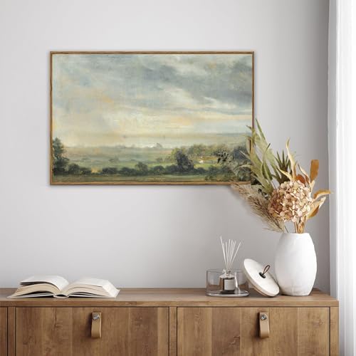 KBKBART Framed Vintage Landscape Wall Art Prints, Retro Green Forest Valley - Image 3