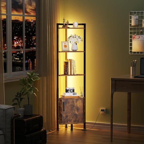 Furnulem Corner Shelf Cabinet, Corner Bookshelf - Image 6