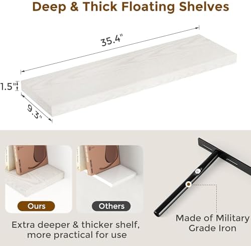 36 Inch Long Floating Shelves for Wall, 9.3 Inch Deep Floating Shelf - Image 3