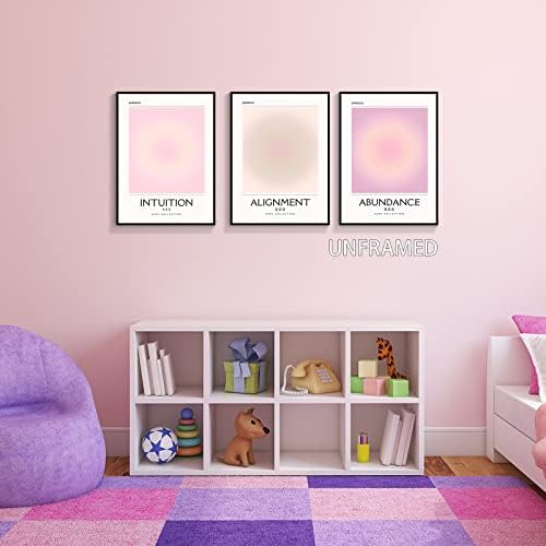 3 Piece Pink Gradient Aura Spiritual Canvas Wall Art Trippy Positive - Image 7