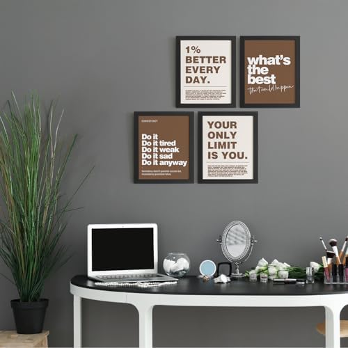DSHFG Motivational Inspirational Office Wall Art Decor Prints Brown - Image 4