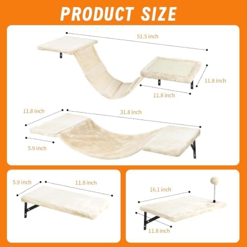 Cat Wall Shelves, Space-Saving Wall-Mounted Cat Climbing Set - Image 4