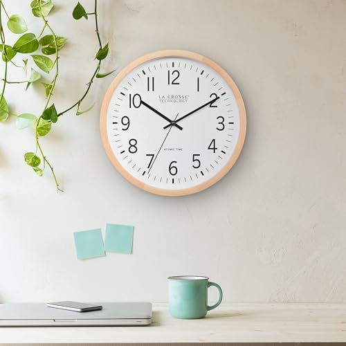 La Crosse Technology 404-53707-INT 12.8-Inch Beech Wood Atomic Analog Wall Clock - Image 5