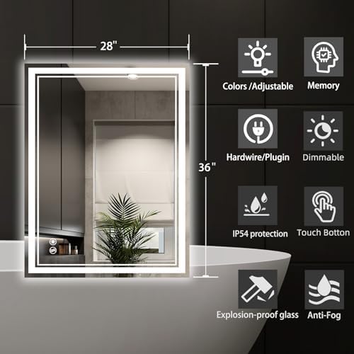 28 x 36'' Bathroom Mirror with Lights - Image 2