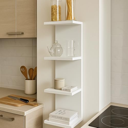 4 Tier Wall Shelf Unit, Vertical Column Floating Storage Home Decor Organizer - Image 5
