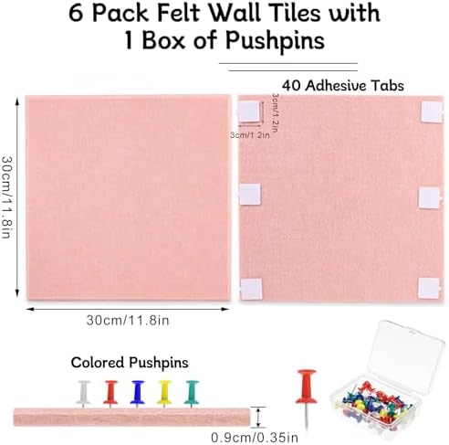 Large Cork Board 36" x 24", 6 Pack Felt Bulletin Board, Pin Boards - Image 2