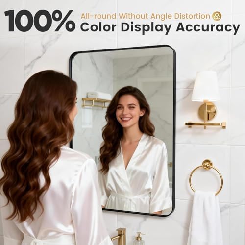 Black Bathroom Mirror 18 x 30 in Vanity Mirror, Metal Frame Wall Mirror - Image 2